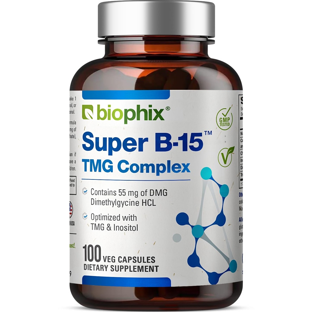 biophix Super B-15 100 Veggie Caps - NiacinCalcium Choline Inositol DMG TMG - Mendukung Tingkat Energi Oksigen Sehat