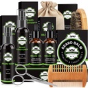 Beard Kit for Men with Beard Wash, Beard Conditioner, Beard Oil, Beard Balm, Brush, Comb, Gunser, Penyimpanan, Hadiah untuk Suami Pria