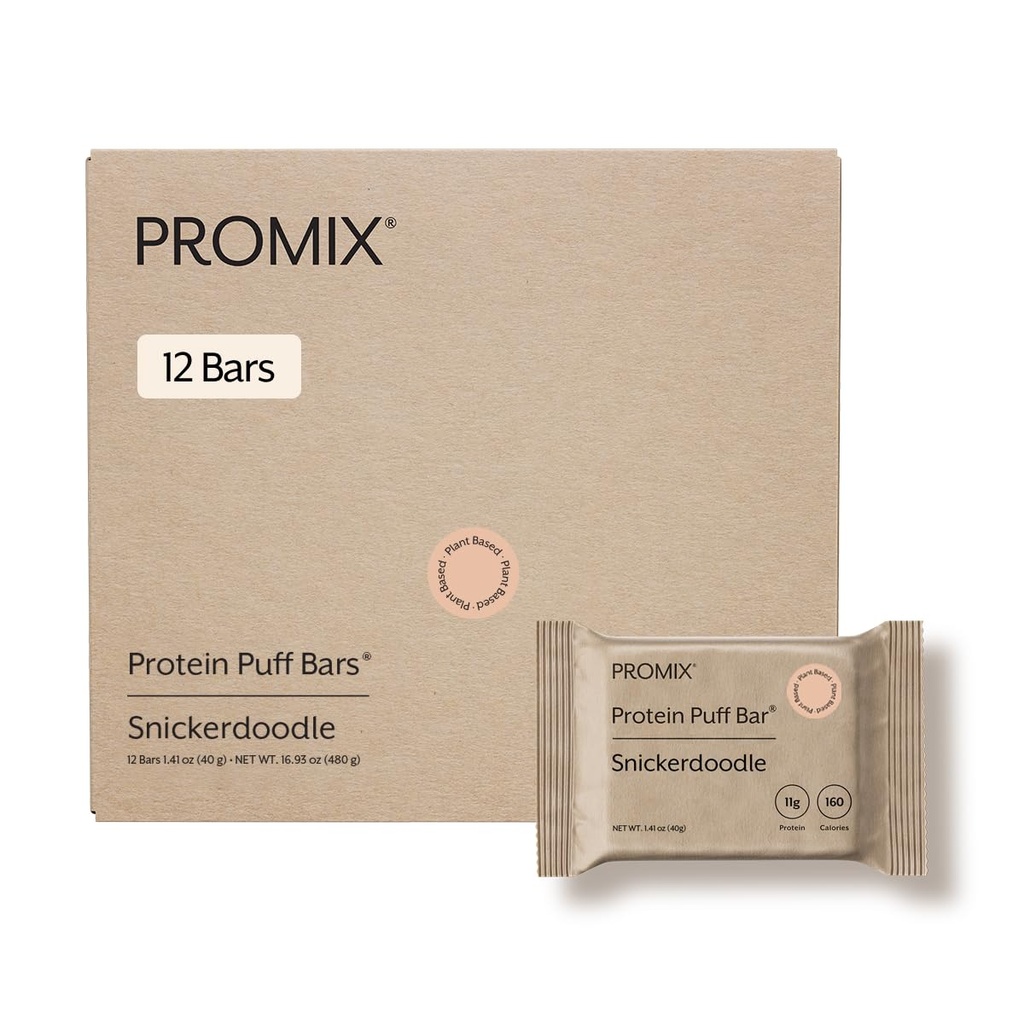 Promix Nutroition Vegan Protein Puff Bars 124; Protein Tinggi, rendahnya Calorie Marshmallow Crispy Perlakukan 124; Kosher, Soy Free - Cinnamon French Toast