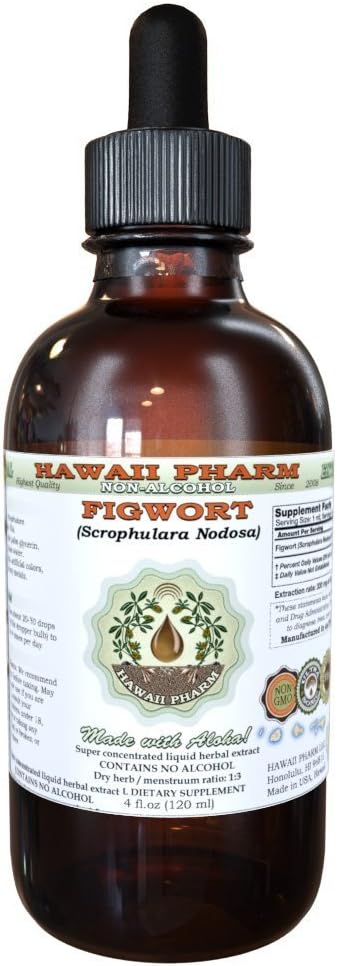 Figwort Alcohol- Free Liquid Extract, Organic Figwort (Scrophulara Nodosa) Dry Herb Glycerite Hawaii Pharm Natural Herbal Supplemen 2 oz