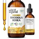 Wild & Organic Rhodiola Rosea Tincture - Dukungan Mood - Relaxing Rhodiola Suplemen - Root Extract Liquid Drops - Vegan, Sugar & Alcohol- Free - 2 fli oz