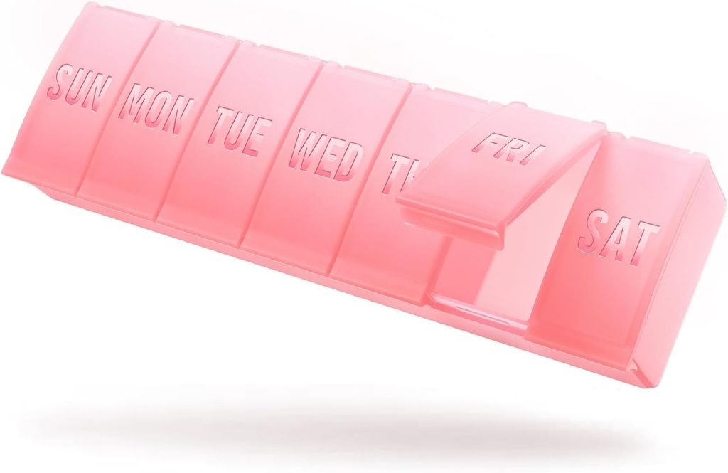 Barhon Large Weekly Pill Organizer, Big Vitamin Organizer Case for 7 Day, Travel Medicine Pill Box to Hold Vanay Suplemen and Fish Oil, Sakura Pink
