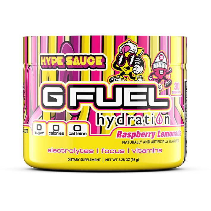 GGFuel Hype Sauce Supreme Hydration, Electrolite Powder Mix for Energy & Focus, Sugar and Caffeine Free Supplement with Escerns Vitamin & Mineces, Raspberry Lemonade Flavor, 3.3 oz - 30 Servis