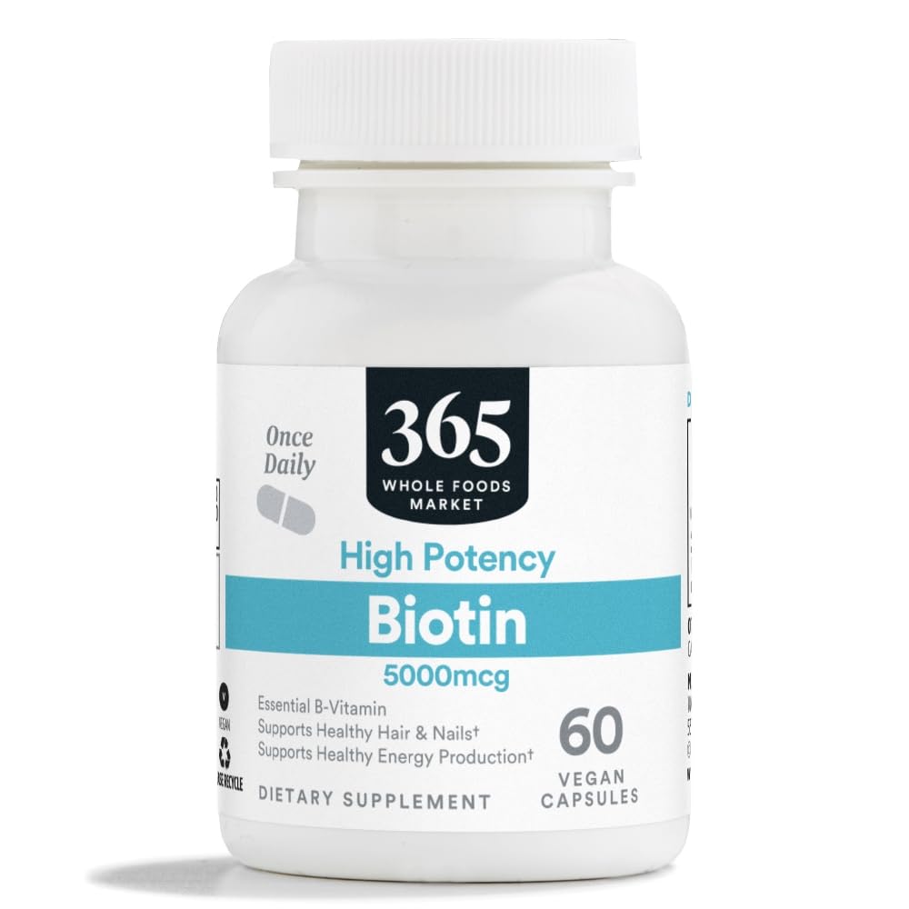 365 by Whole Foods Market, High- Potency Biotin 5000mcg, Vegan, 60 Count