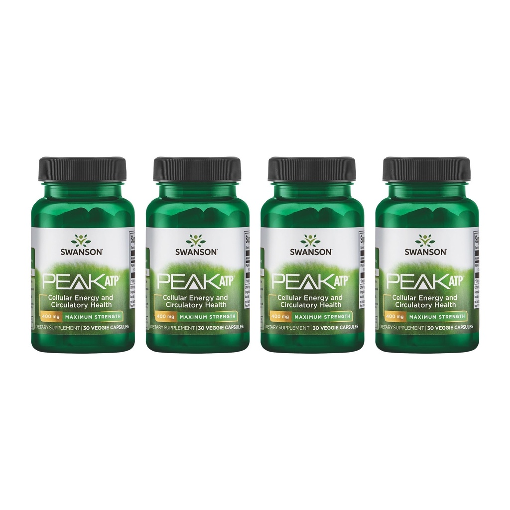 Swanson Maximum Power Peak ATP-Natural Supplemen Energi Seluler Mendukung Performance Fisik dan Promotes Persediaan Darah Sehat (30 Veggie Capsules, 400mg Masing-masing) 4 Pack