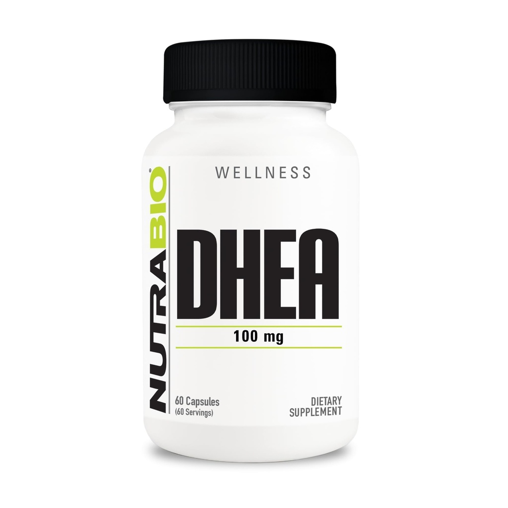 NutraBio DHEA Suplemen - untuk Pria dan Perempuan (100 mg) 60 Kapsul