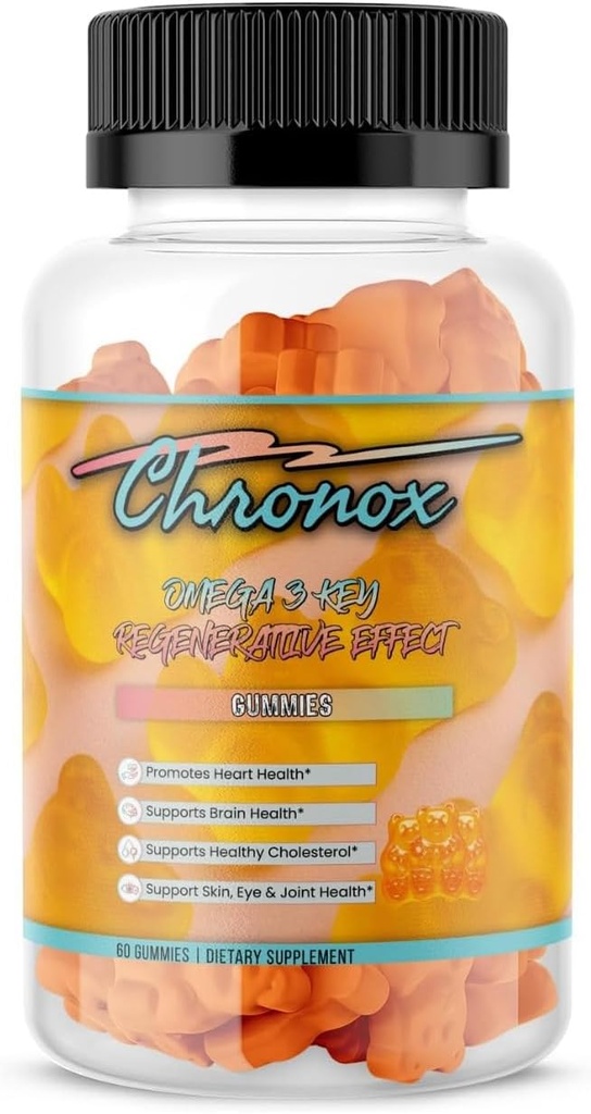Chronox Oranye Flavor Omega 3 Ikan Oil Gummies for Dewasa - Delicious Omega 3 Supplemen yang lezat dengan Minyak Ikan - Pil Alternatif dan Gummies Non- GMO untuk Kesehatan Harian - (60 Count)
