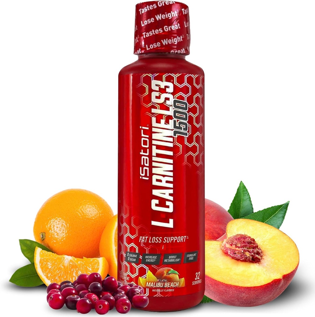 iSatori L-Carnitine LS3 1500, Triple- Blend Liquid L Carnitine Suplement, dengan Acetyl & Tartrat, Stimulant Free Energy, Low Calories, Sugar atau Gluten, Keto- Friendly, Malibu Beach Flavor (32 Pelayan)