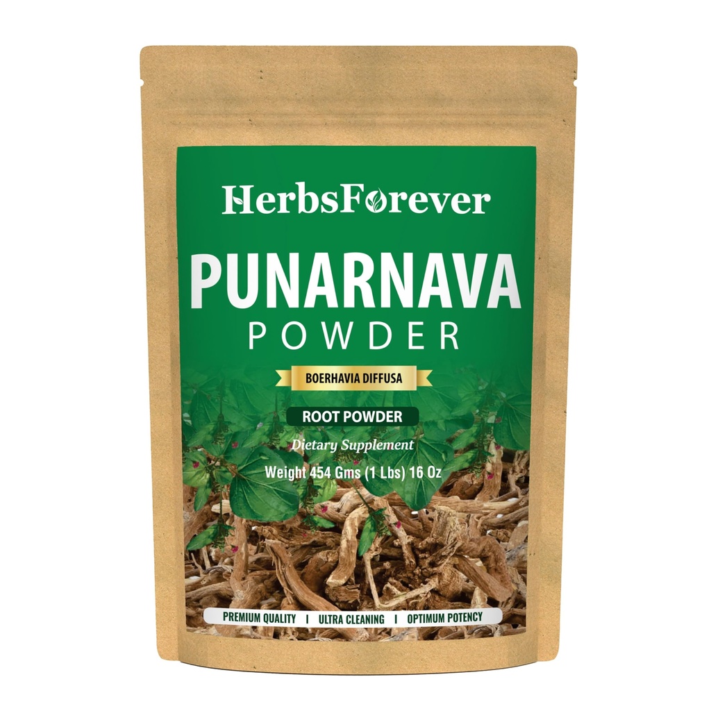 HerbsForever Punarnava Powder 126; Boerhaavia Diffusa 124; Ayurvedic Herbal Supplement After4; Supports Overall Wellness 124; Non-GMO, Vegan 124; 454 GMS