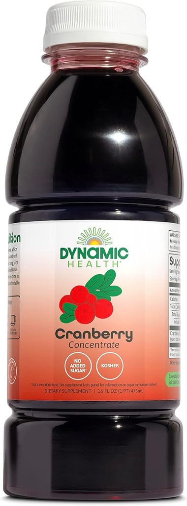 Kesehatan Dinamis Murni Cranberry tanpa pemanis 100% Konsentrasi, Suplemen Antioksidan Alami, Tanpa Addicitives, Tanpa Ditambahkan Gula, Tanpa Pengawet, 16, 16oz