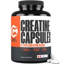Creatine Capsules, 5g Premium 3X ThreeAtine Pre Workout Bulk Mass Gainer, Penyerapan Tinggi Mudah untuk Mengambil Pil Modertine Monohydrate Alternatif Optimum Performance for Men Women, 180 Capsules