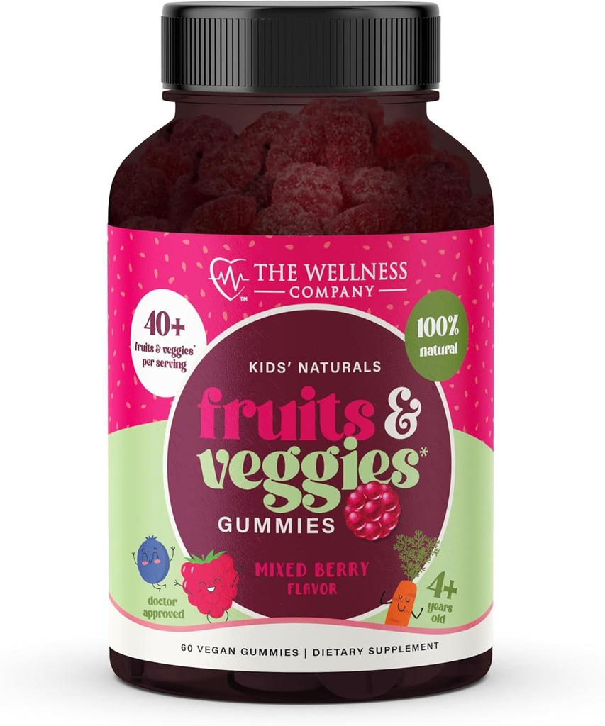 The Wellness Company Kids Fruals & Veggie Gummies - Daily Nutition Dukung 126; 60ct (1 Pasokan Bulan)