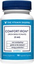 The Vitamin Shoppe Comfort Iron 25MG, Clinically Studied Iron Bisglycinate, Energy Production & Imune Support, Gentle & N-Constipating Supplemen (90 Veggie Capsules)