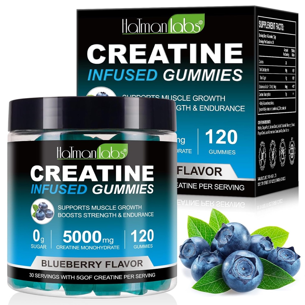 Creatine Gummies for Men & Women - 120 Count, 5000mg Creatine Creatine Monohydrate, Zero Sugar, Muscle Growth & Power Booster, Pre-Workout Energy Supplemen
