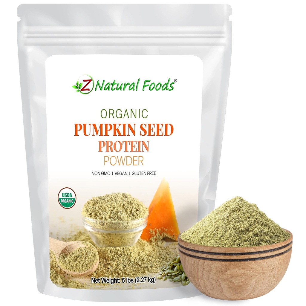 Z Natural Foods Organic Labu Protein Powder - Nutrient-Dese-Fiber Suplemen, Vegan Cumpkin Protein untuk Rambut Skin Nails Kesehatan - Saya berurusan untuk Smoothies Shake Baking Recipes, 5 pon