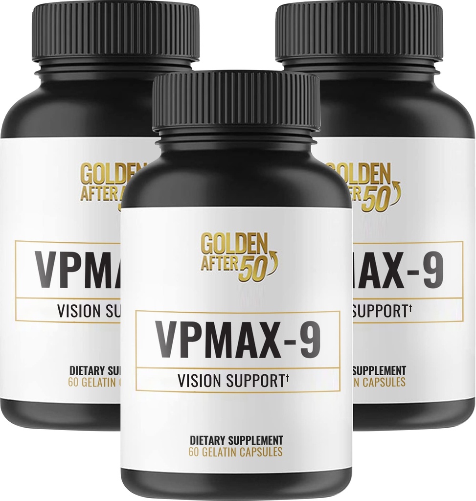 Golden After 50 VpMax-9 - Sight Care and Antioksidant Suplement with Eye Vitamin, Lutein, Lycopene and Bilberry Extract - 3 Botol