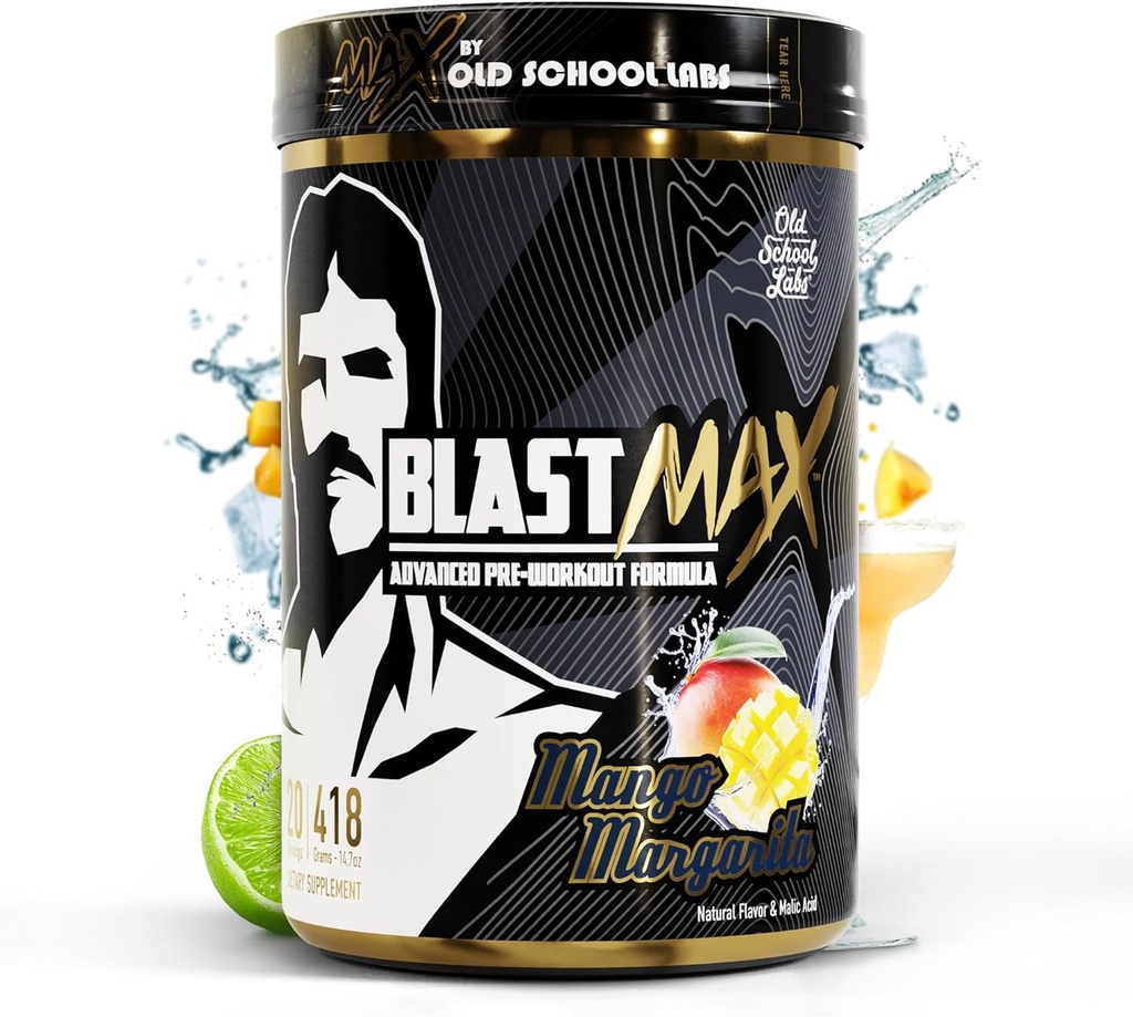 HITAM MAX - Tinggi Stams Pre-Workout Powder - Sangat Diakui Fully Stacked Pre Workout Energy Minuman untuk Max Endurance, Max Pumps, Max Fokus, dan Max Power - Sugar- Free Mango Margarita Flavor - 418g