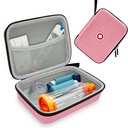 Hard Inhaler Case for Kids and Adults, Asthma Inhaler Case with Mesh Pocket for Medicine and Other Accesories, Pink (Bag Only)