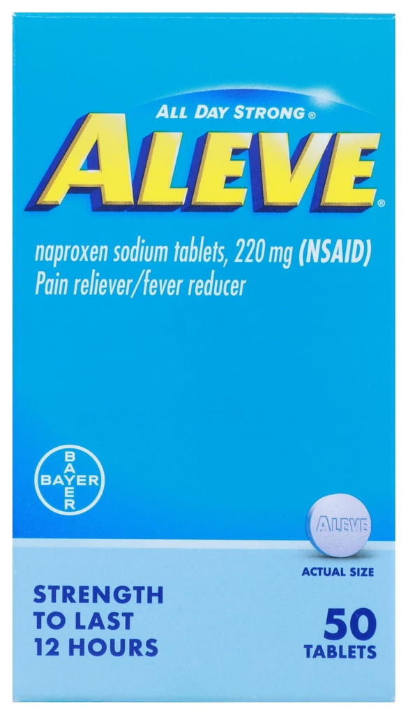 Aleve, Pain Reliever / Fever Reducer 220 mg tablet, 50 Count