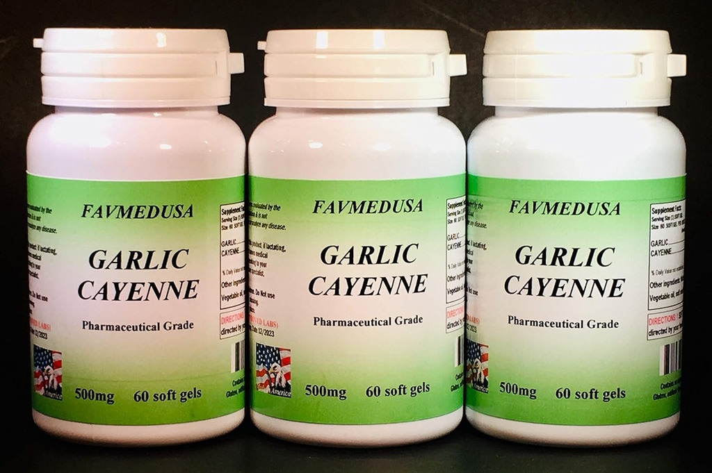 Bawang putih Cayenne, Dibuat di Amerika Serikat - 180 (3x60) softgels