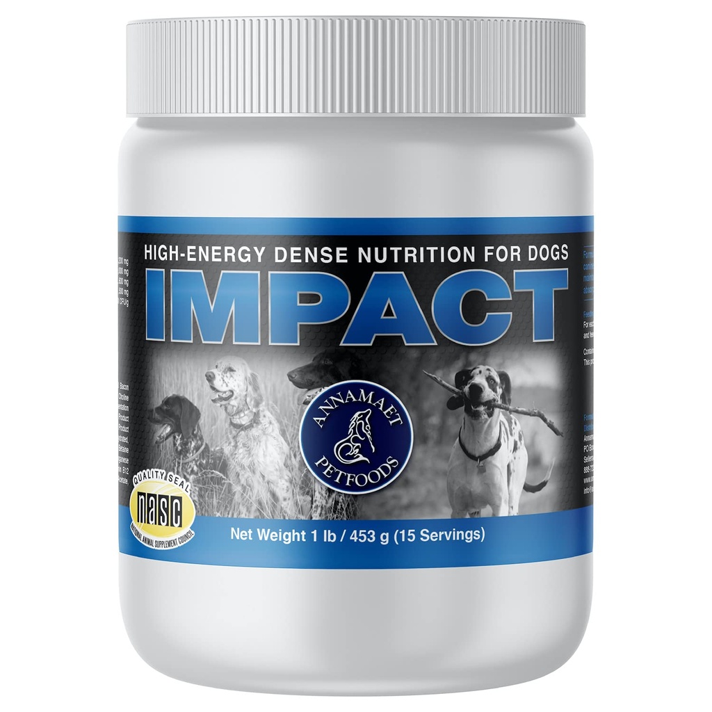 Annamaet Impact - Supplemen Dering Energi Tertinggi untuk Anjing - Membantu Dukungan Berat Berat Berat di Canine Athletes, Post- Anjing Bedah dan Anjing dengan Cepat Metabolisme - 1 pon