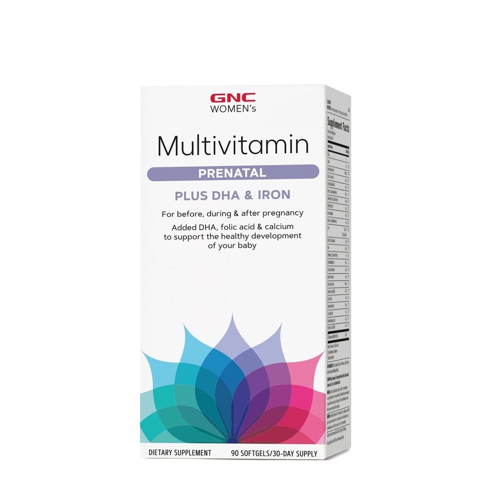 Formula Multivitamin Wanita GNC dengan DHA & Iron, Dukung Pengembangan Bayi Sehat, Acid Folic Esceutients, Zinc, Calcium Plus B Vitamin, 90 Softgels