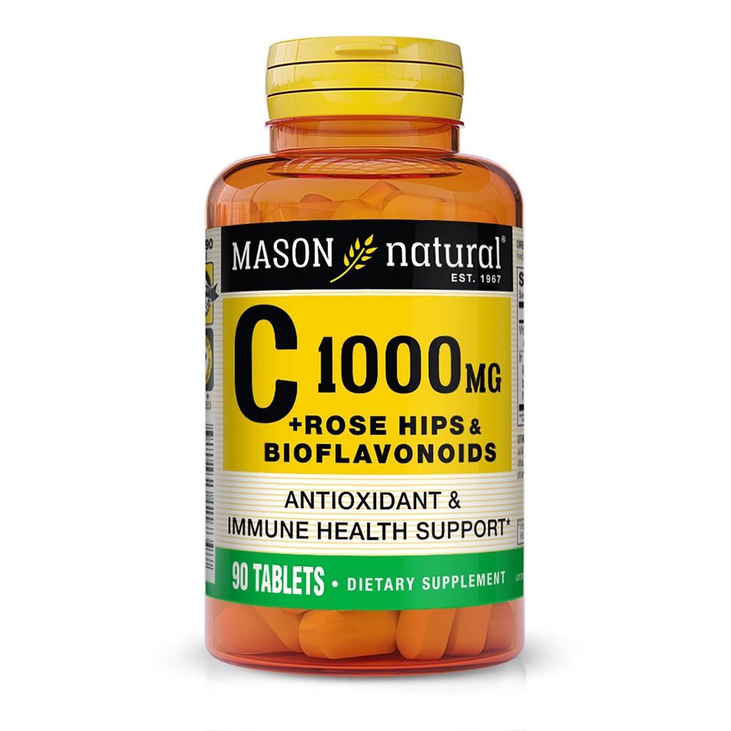 Maston Natural Vitamin C 1,000 mg Plus Rose HIPS dan Bioflavonoid Complex - Mendukung Sistem Imune Healthy, AntiokhidanEscovernNutrient, 90 tablet