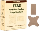 PFAS Free Bandages for Scrapes & Cuts 124; Fleksible Fabric Bandage; Fully Compostable, Latex Free Bandage 124; 20 Count Large