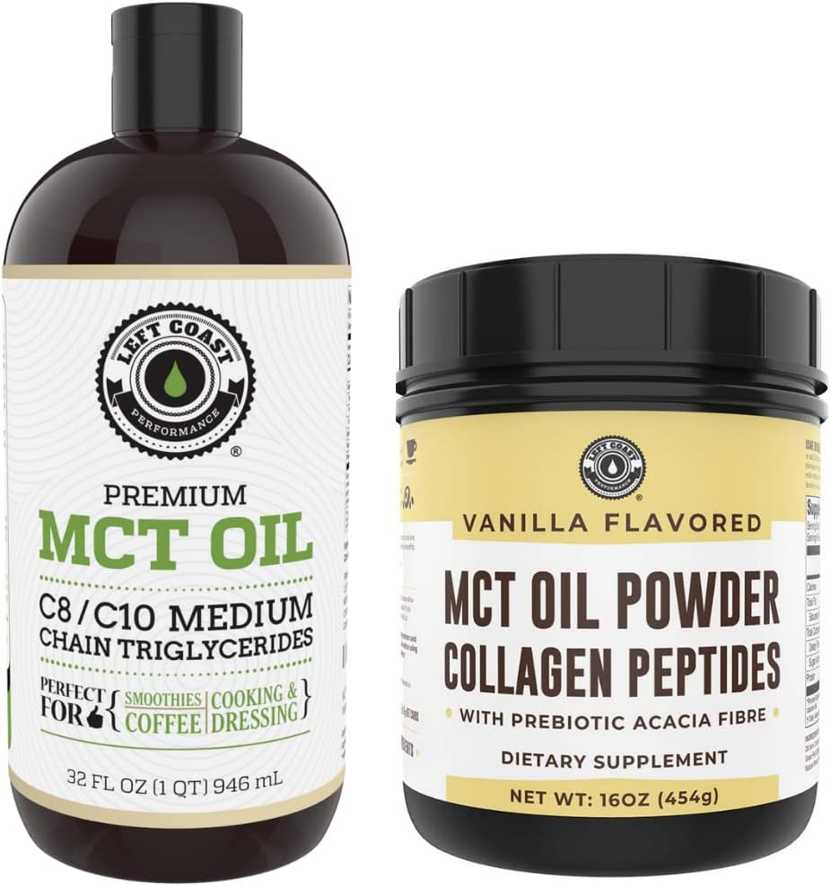 Performance Pantai Kiri 32oz Premium MCT Oil dan 16oz Vanilla MCT + Collagen Powder