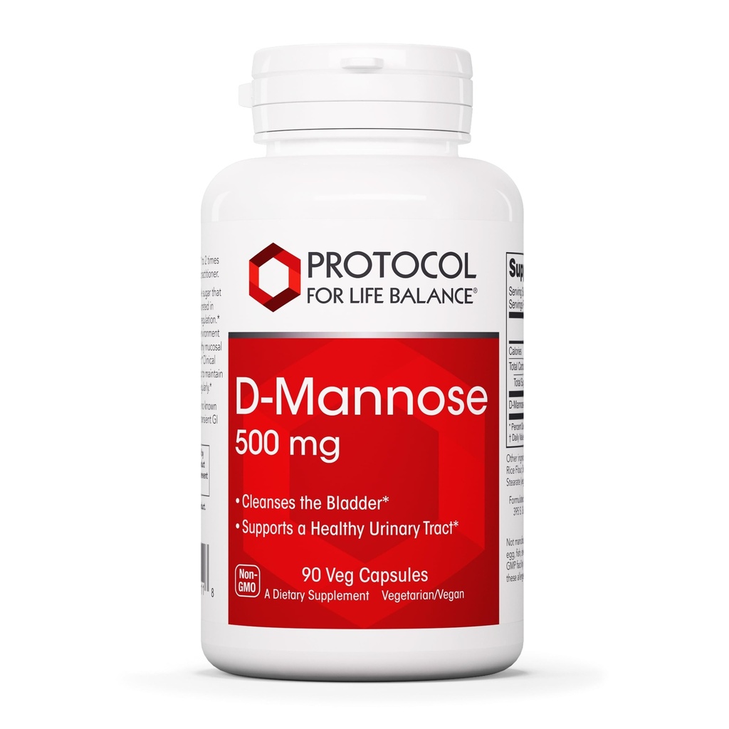 Protokol D-Mannose - 500mg - Bladder Cleanse - Dukung Tract Uriner * - for Men & Women - Kosher & Non-GMO - 90 Veg Capsules