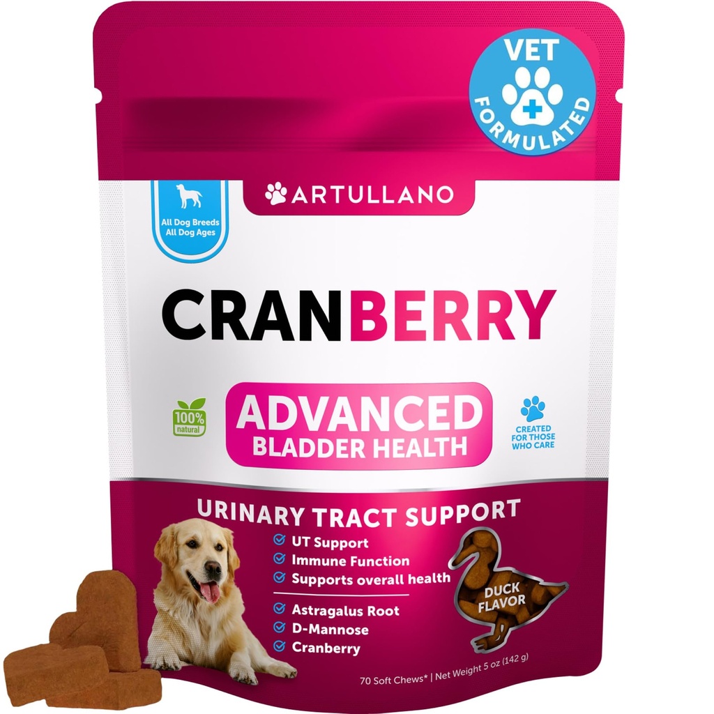 Perawatan Anjing UTI - Pengisian Cranberry & Kontrol Kembang untuk Anjing - Infeksi Traktur Uriner Pill, Batu Bladder - Pengobatan UTI - 70 Pemasak Lembut untuk Ginjal Dukungan dengan Minyak Ikan