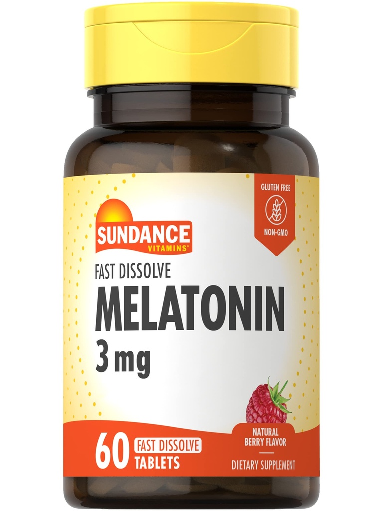 Sundance Melonatin 3mg Cepat Dissolve 124; 60 tablet Vegetarian 124; Natural Berry Flavor 124; Vegetarian, Non-GMO, dan Gluten Free Suplemen