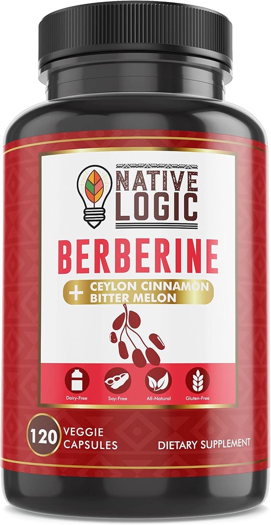 Berberine HCL 1200 mg dengan Cinnamon Ceylon, Bitter Melon, dan Green Tea Extract 124; Mendukung Cardiovaskular dan GI Health dengan Dukungan Sistem Imune - 120 Capsules