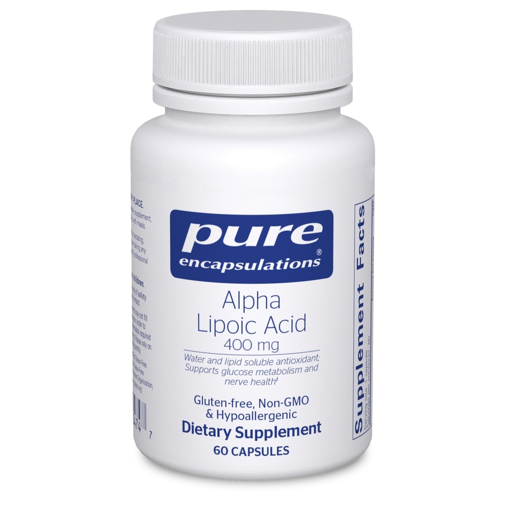 Encapsulasi Murni Alpha Lipoic Acid 400 mg 124; Suplemen ALA untuk Dukungan Hati, Antioksidan, Nerve dan Kesehatan Kardiovaskular, Radikal Bebas, dan Dukungan Carbohydrate * Katup 124; 60