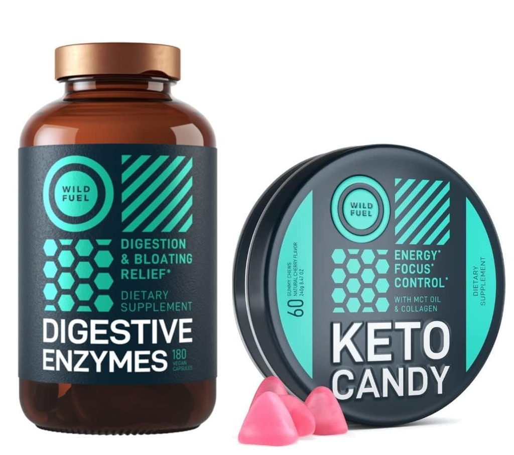 WILD FUEL Keto Candy dengan MCT Oil dan Collagen dan Digeptical Enzymes dengan Probiotic dan Prebiotic Bundle