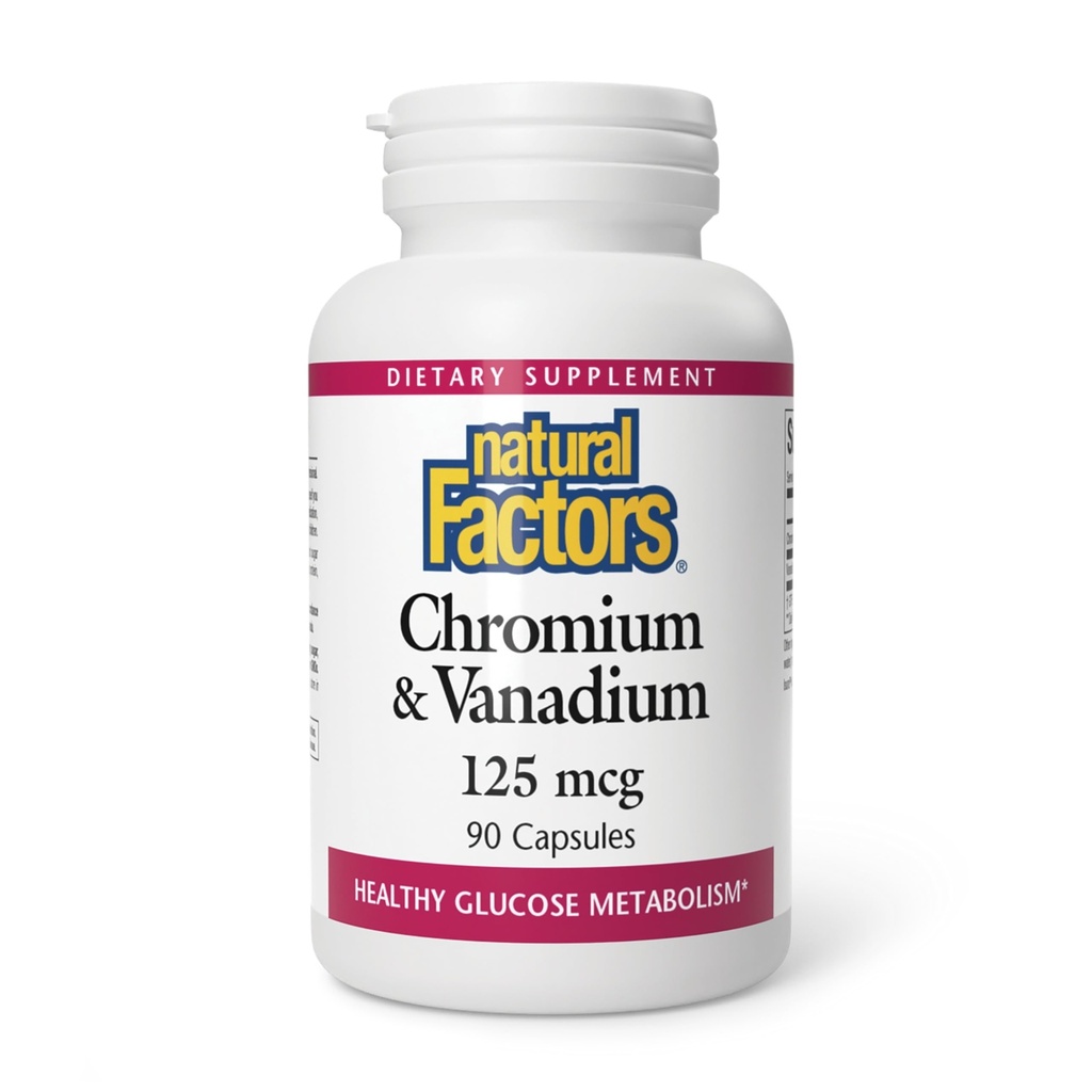 Faktor Alam, Chromium & Vanadium 125 mcg, Menyediakan Metabolisme Sehat, 90 kapsul