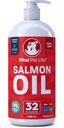 Salmon Oil for Dogs & Cats - Sehat Skin & Coat, Fish Oil, Omega 3 EPA DHA, Liquid Food Suplement for Pets, All Natural, Supports Joint & Bone Health, Natural Allergy & Inflammation Pertahanan, 32 oz