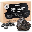Prasejarah Himalaya Shilajit Dry Drops, 100% Pure Natural Shilajit, Tingkat A, Max Potency 85 + Clean Trace Minetest & Fulvic Acid for Energy, Metabolisme & Ammune Support Supplemen untuk Pria & Women (60 tab)