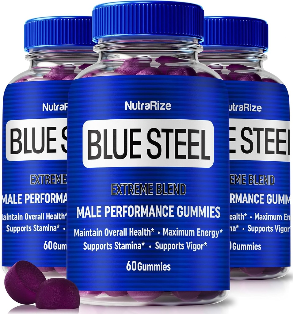 (3 Kemas Baja Biru untuk Pria, Nuklir Harian untuk Keyakinan Boost dan Kelebihan Kesehatan, Semua Suplemen Alam untuk Mendukung Performance Peak, Gummy Pria Resmi, Review BlueSteel (180 Gummies)