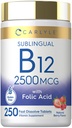 Carlyle Vitamin B12 Sublingual 2500 mcg 124; 250 Quast Dissolve Tablets; Cyanocobalamin Sublinual Sublinual 2500 mcg; 250 Query 124; Vegetarian, Nun-GMO, dan Gluten Free
