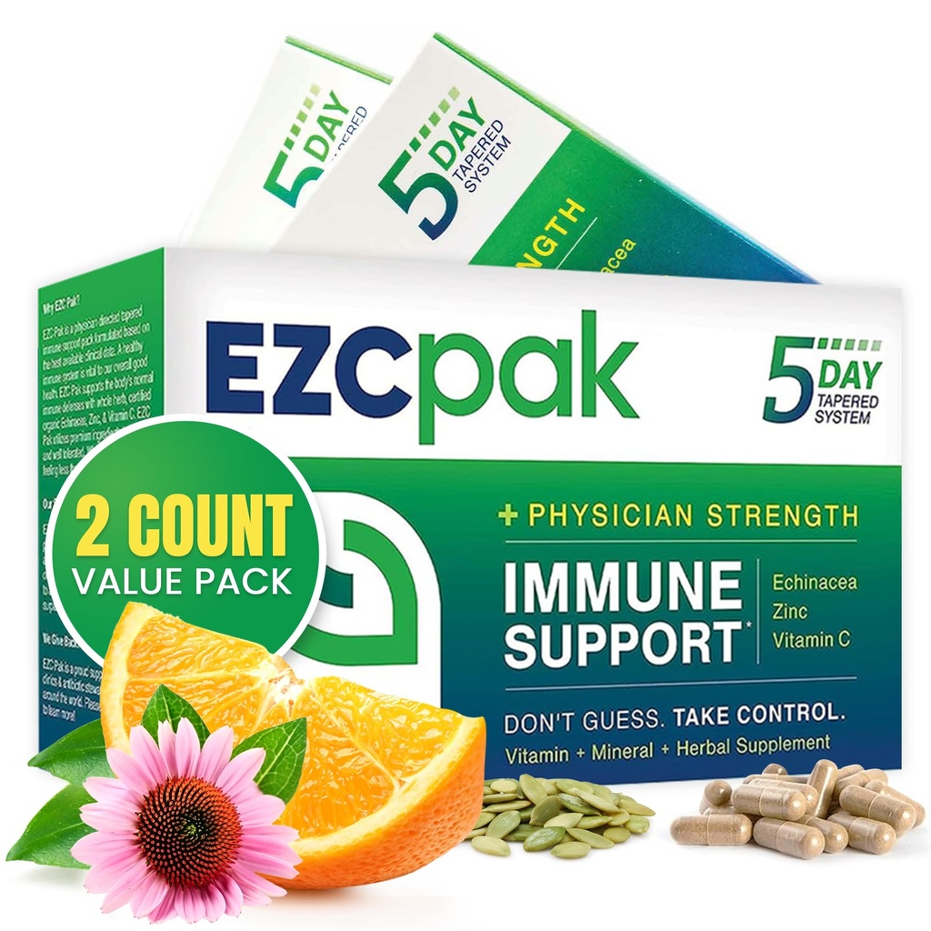 EZC Pak 5- Day Tapered Immune Support Booster - Vitamin Ammune Suplemen, Echinacea, Zinc Vitamin C, Ammune Boosters untuk Dewasa - Imune Dukungan Vitamin (Paket 2)