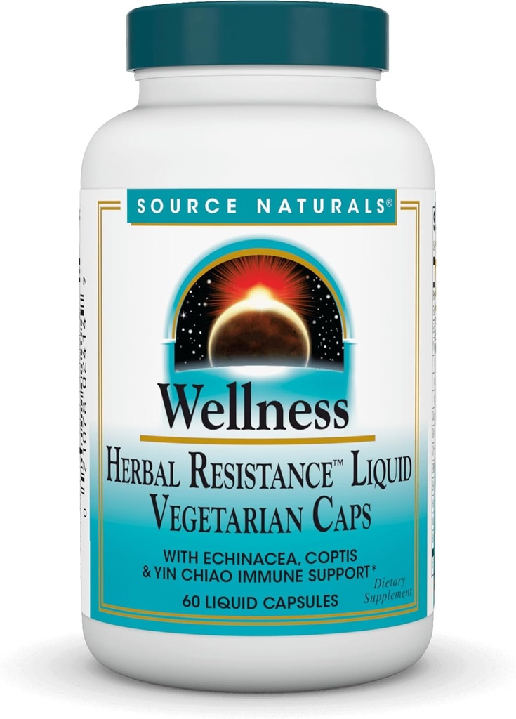 Sumber Wellness Herbal Resistance, Echinacea, Coptis & Yin Chiao Immune Dukungan * - 60 Capsules