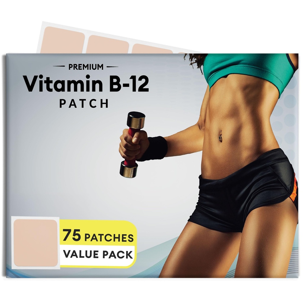 B12 Patch for Energy Plus - 75 Count Pack - B12 Patches - B12 with Methylcobalamin & Guarana