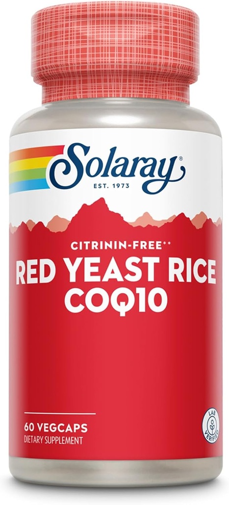 Nasi Merah dan Yeast Merah ditambah KoQ-10 & No- Flush Niacin B-3, Jantung Sehat & Cardiovaskular Dukungan, Tanpa-Irrinin Gratis, Jaminan Uang 60 Hari, 60 Servis VexCaps