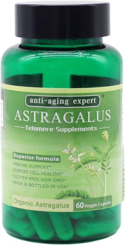 Astragallus Root Organic Extract 650mg, Schisandra Berries, Ligustrum Berry, 80% American Ginseng, Support Antioksidan Sistem kekebalan, Penuaan Sehat, Dibuat di AS