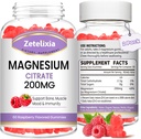 2 Pack Magnesium Citrate Gummies, Absorpsi Tinggi Magnesium Gummies untuk Dewasa, Dukungan Otot & Gigi, Vegan Natural Raspberry Flavor 120 Cts