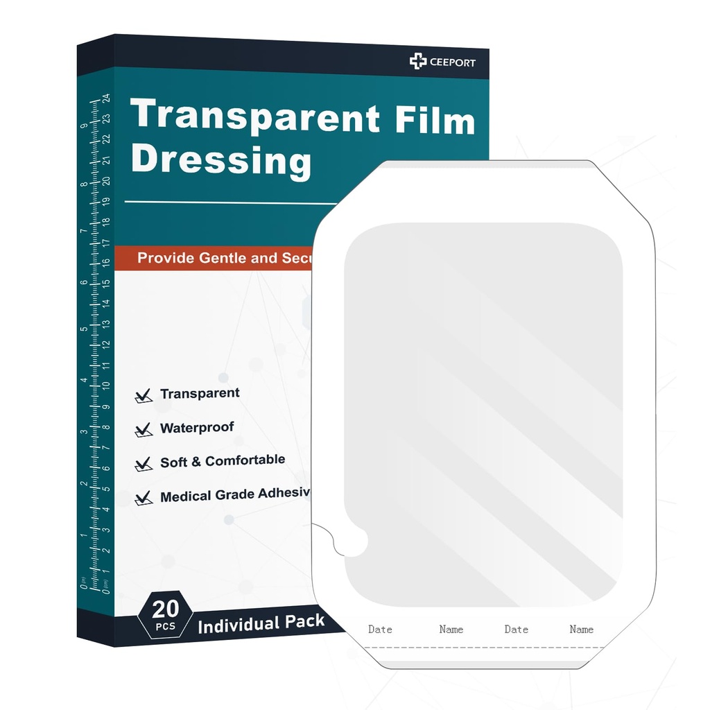 Film Transparent Dressing 6 "x 8", 20 Packs Waterproof Weund Bandage Adhesive Patches, Wound Cover Patch untuk Post Surgical Shower, IV Shield, Tattoo Aftercare Bandage