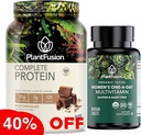 PlantFusion Protein Powder & Organic Women 's Multivitamin Bundle - 21g Plant - berbasis Protein dengan BCAAs, Ingredians Bersih, & Delicious Flavor Plus 19 Escience Vitamin for Energy, Imunity & Heart Hea