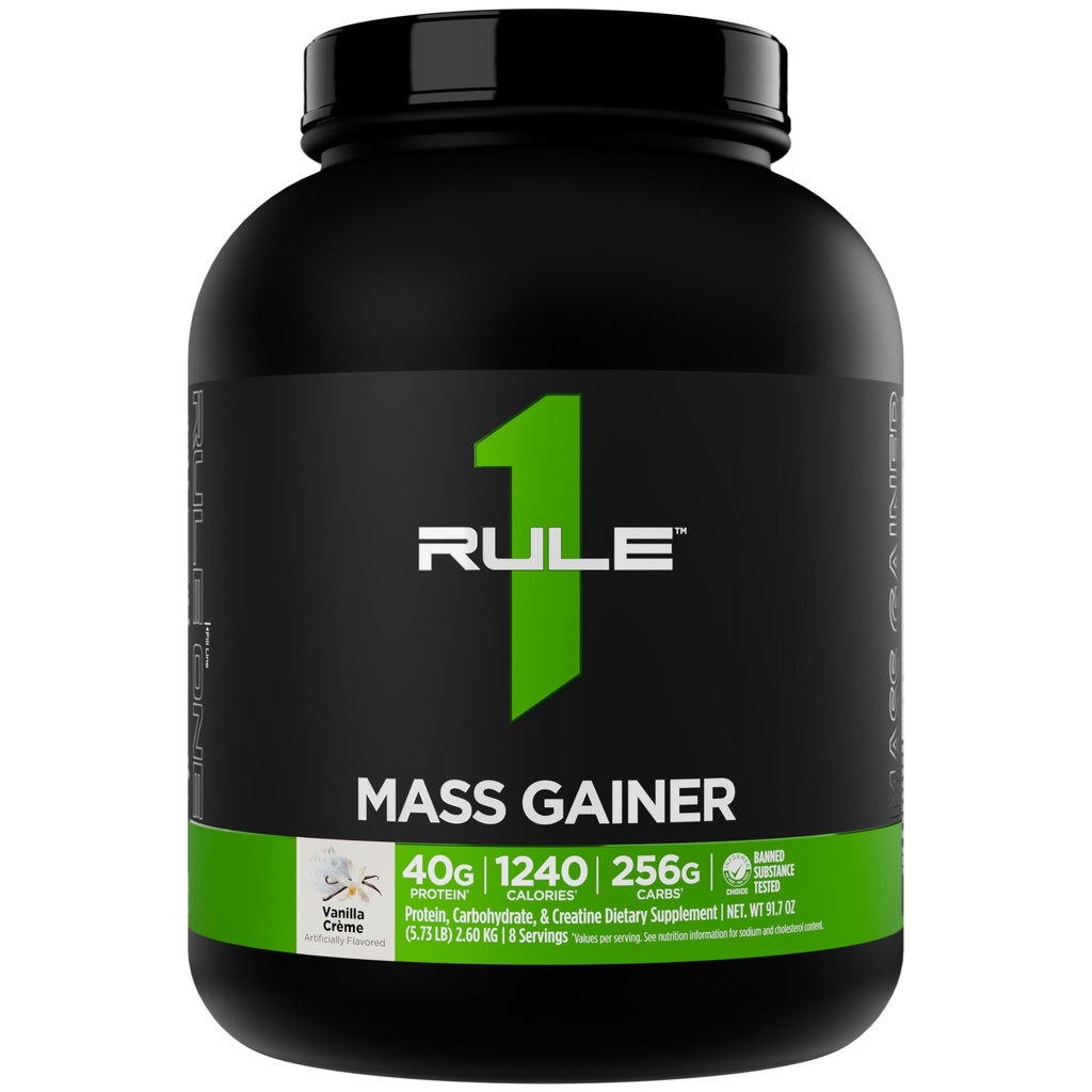Aturan 1 Mass Gainer - High- Calorie Weight Wain Formula dengan 1,220 + Calories, 250g + Complex Carb Blend, 40g All- Whoy Protin Per Serving (8 Serving, Vanilla Crème)