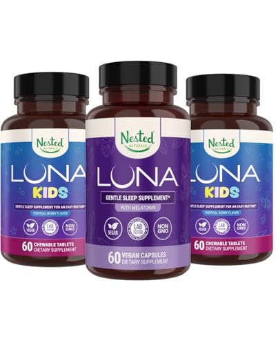Suplemen Anak Luna Tersedia (60 Tablet Berbahan) & Luna Bantuan Tidur Natural (60 Vegan Capsules)